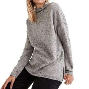 Madewell Donegal Whitworth Mockneck Sweater Size XS Flecked Gray Wool Blend Cozy